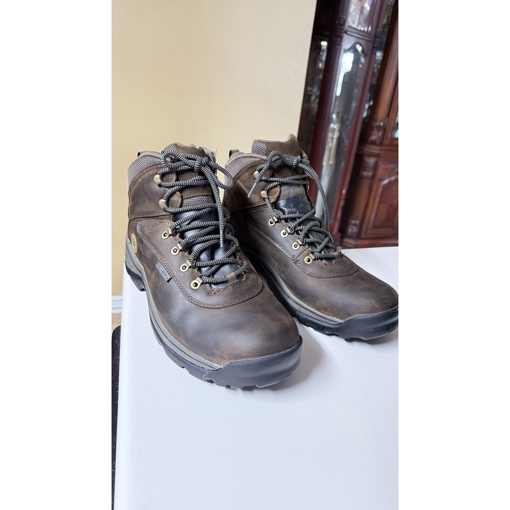 Timberland White Ledge Hiking Boots Men Brown Leather Lace-Up‎ Ankle Outdoor 15W